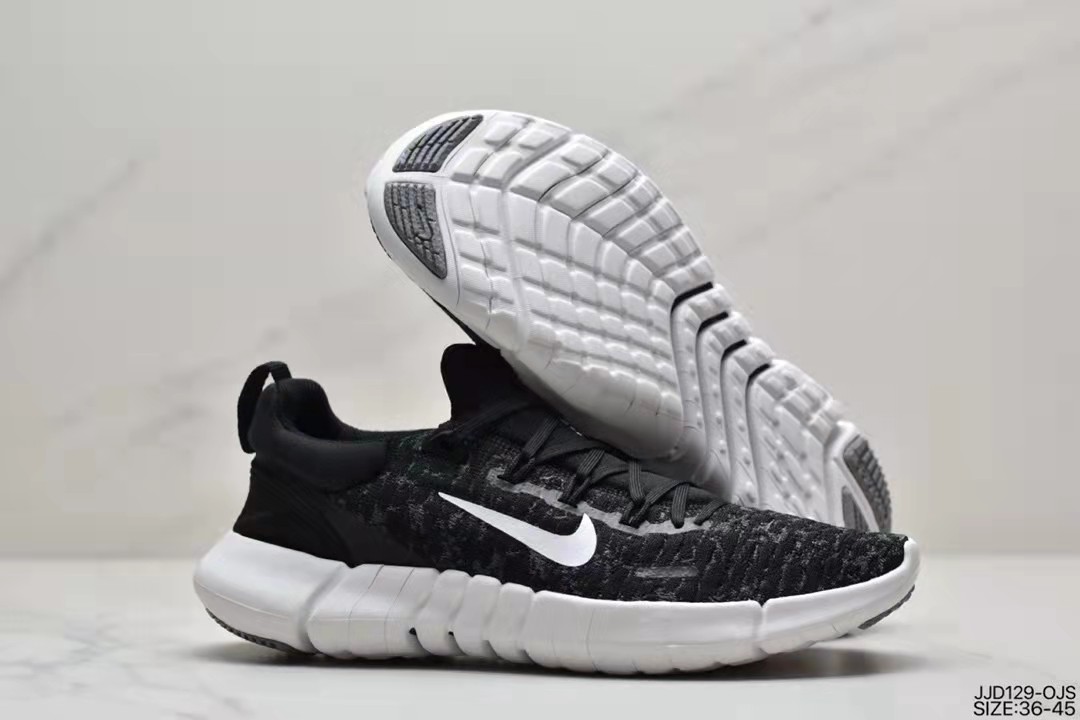 2021 Nike Free RN Flyknit 2018 Black White - Click Image to Close